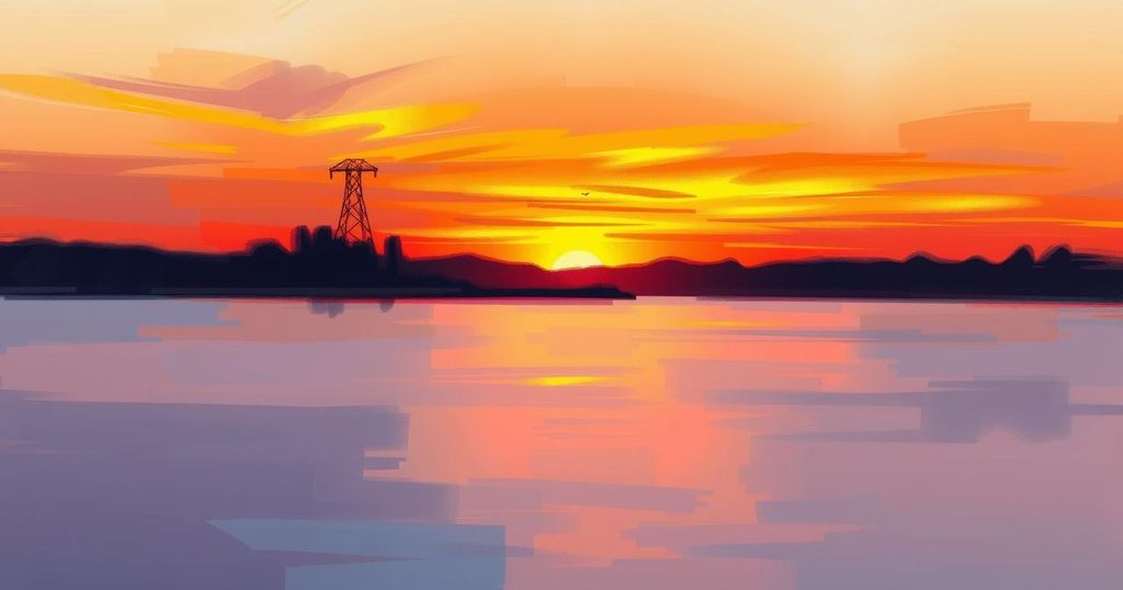 A serene landscape with a sunset, reflecting calm and contemplation, embodying the essence of introspection and alignment.