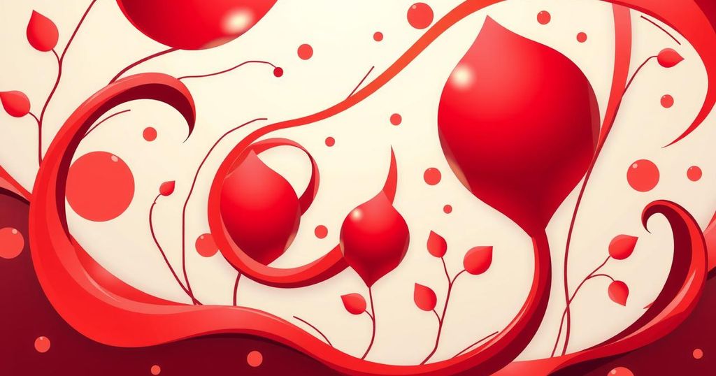 A vibrant red abstract design symbolising growth and positivity, reflecting the essence of Aries' daily horoscope.