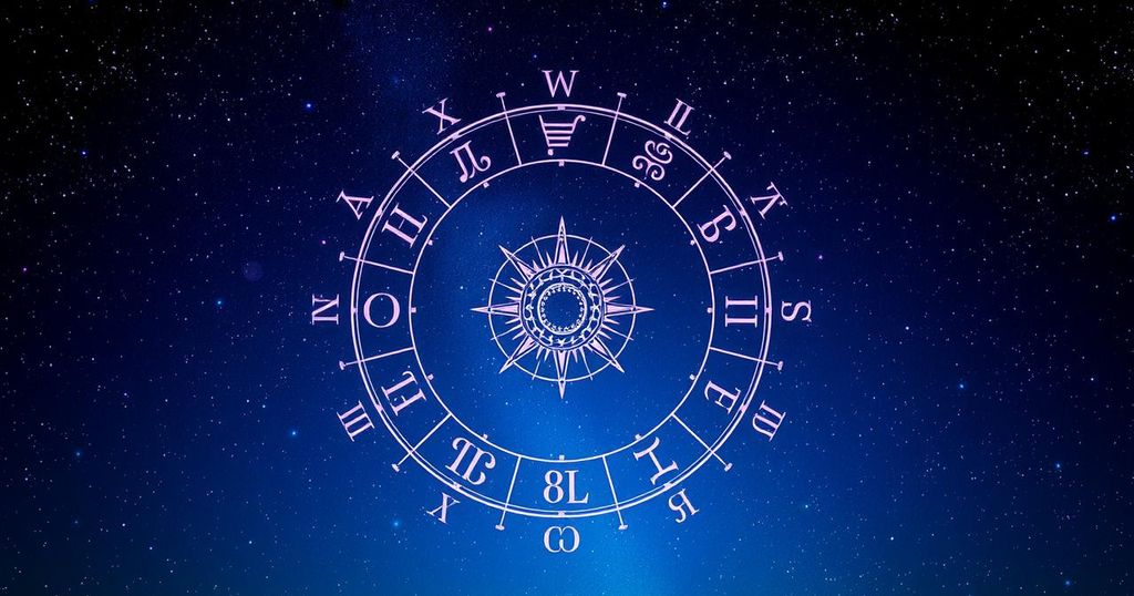 Astrological symbol with a starry night background reflecting different zodiac signs.