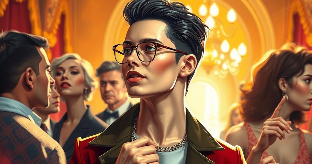 A vibrant and alluring scene illustrating magnetic charisma and self-confidence, enriched with warm colours.