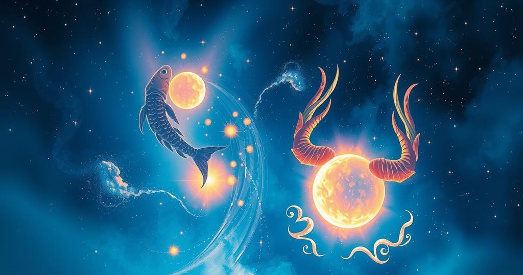 Celestial alignment of Venus and Uranus symbolising excitement and change in love life.