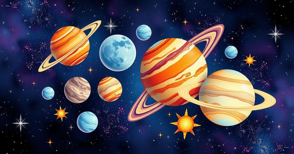 A cosmic-themed illustration featuring zodiac symbols and planets in harmonious alignment, embodying astrological energy.