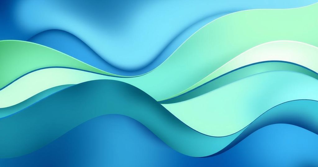 An abstract representation of an internal struggle with deep reflections and calming hues mixing.